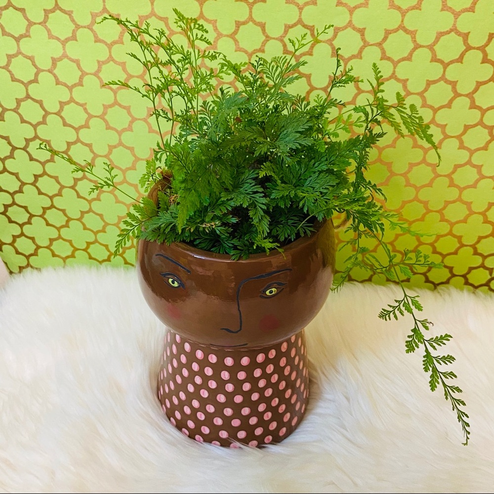 🌿Modern Face Stoneware Planter / Vase Set of 2 - Picture 2 of 13
